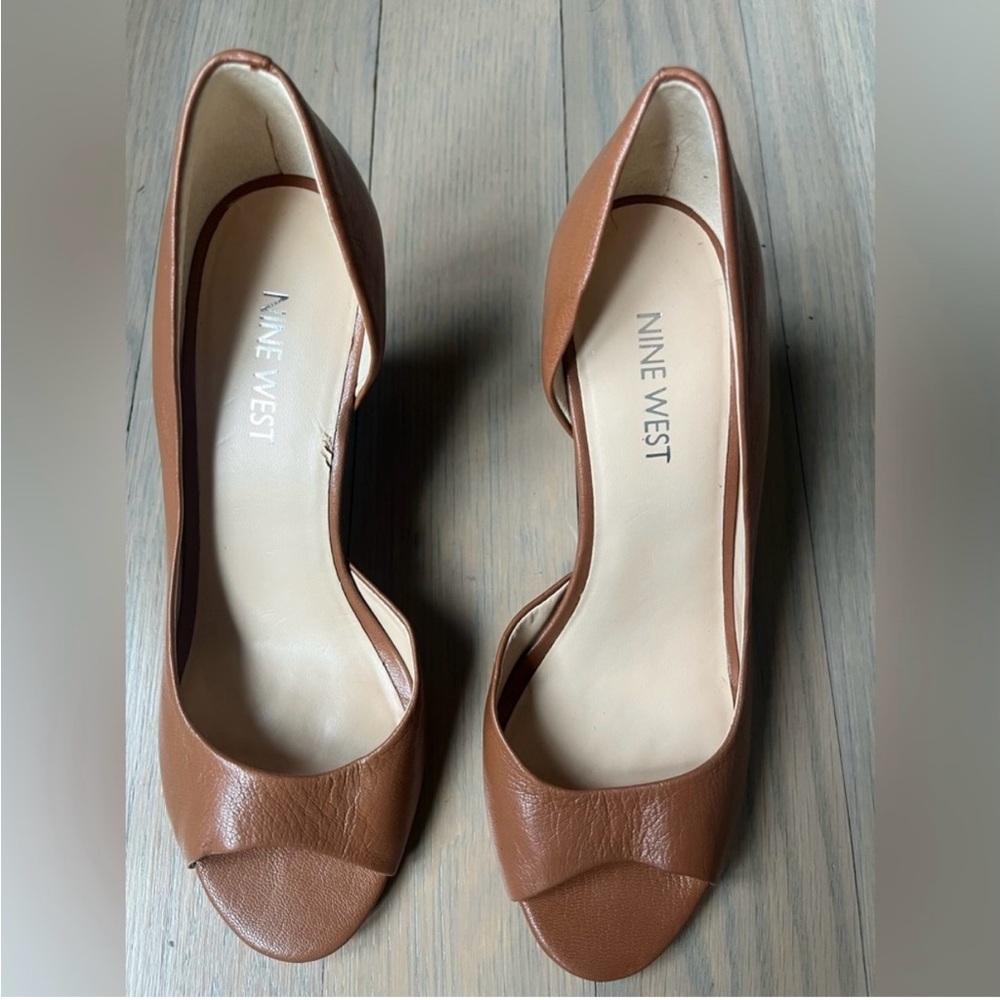 Nine West Brown shoes Peep Toe Heels wedge